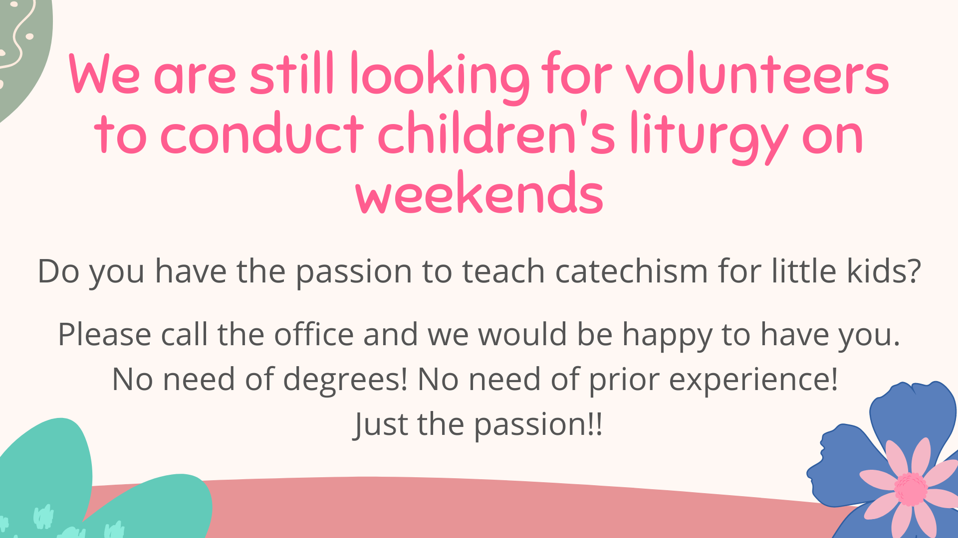 Children's liturgy volunteer